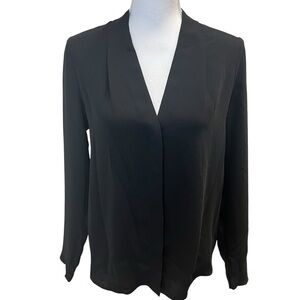 Aritzia Babaton Akira Power Blouse Long Sleeve V-neck Black Size Medium *Flawed*